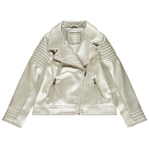 Περφέκτο με στυλ biker από συνθετικό δέρμα με μεταλλικό εφέ για κορίτσι 