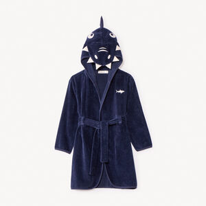 Πετσέτα μπάνιου με κουκούλα και παιχνιδιάρικο σχέδιο καρχαρία για αγόρι 