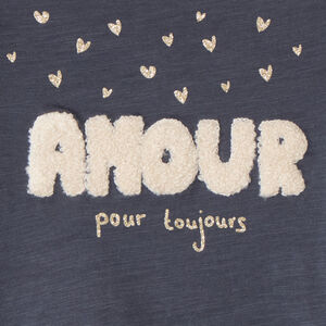 T-shirt manches longues à broderie bouclette pour bébé fille  Main T-shirt manches longues à broderie bouclette pour bébé fille