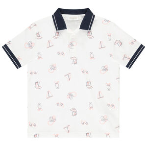 Πολό κοντομάνικο πλεκτό κηρήθρα με σχέδιο για αγόρι 