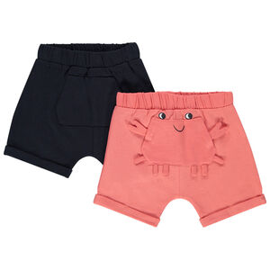 Σετ από 2 βερμούδες από βιολογικό βαμβάκι με ανάγλυφες λεπτομέρειες 