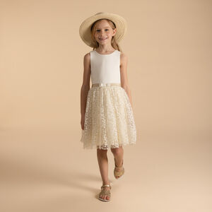 Robe de cérémonie à tulle brodé et dos ajouré cœur pour fille  Main Robe de cérémonie à tulle brodé et dos ajouré cœur pour fille