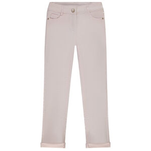 Παντελόνι slim twill μονόχρωμο για κορίτσι 