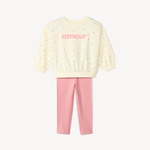 Σετ τζόκινγκ 2 τεμαχίων με καρδιές: φούτερ + κολάν για κορίτσι μωρού 