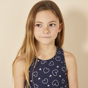 Αμάνικο φόρεμα με σχέδιο και βολάν με χιαστί πλάτη για κορίτσι 