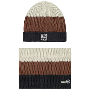 Σετ σκουφάκι + snood διπλωμένο σε sherpa για αγόρι 