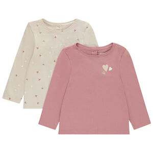 Σετ από 2 πλεκτά μπλουζάκια μακρυμάνικα με σχέδιο για μωρό κορίτσι 