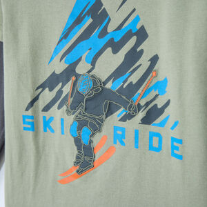 T-shirt με μακριά μανίκια με εφέ 2 σε 1 και εκτύπωση σκι για αγόρια 