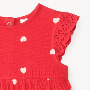 Σετ φόρεμα με κοντό μανίκι + κορδέλα με σχέδιο καρδιές για κορίτσι μωρού 