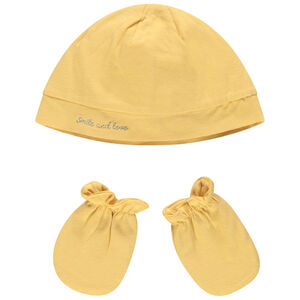 Σετ σκουφάκι και γάντια από βαμβάκι για μωρό αγόρι 