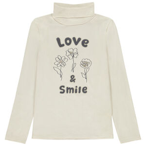 Πλεκτό με ψηλό λαιμό και σχέδιο λουλουδιών με στρας για κορίτσι 