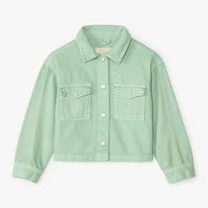 Τζιν μπουφάν με διακοσμητικές μεταλλικές λεπτομέρειες για κορίτσι 