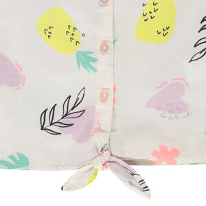 Πουκάμισο κοντομάνικο με φαντεζί σχέδιο και δέσιμο για κορίτσι 