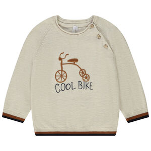 Πουλόβερ πλεκτό με κέντημα τρίκυκλο σε ανάγλυφο για bebe αγόρι 