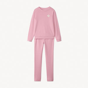 Ensemble jogging en molleton uni print fleur pour fille 
