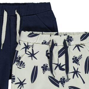 Σέτ από 2 βερμούδες πλεκτό μονόχρωμο και με σχέδιο για μωρό αγόρι 