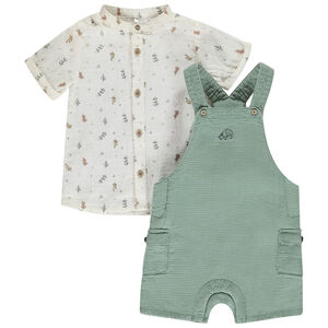 Σετ 2 τμχ. με κεντημένη σαλοπέτα για μωρό αγόρι 