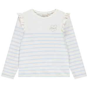 Μακρυμάνικο T-shirt με φαντεζί μαρινιέρα για κορίτσι 