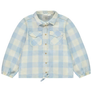 Πουκάμισο μακρυμάνικο καρό με φιόγκο για κορίτσι 