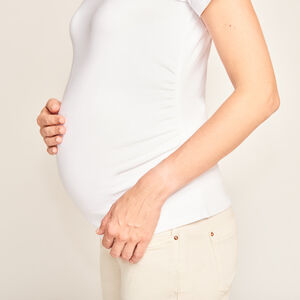 Κοντομάνικη μπλούζα εγκυμοσύνης μονόχρωμη από jersey 