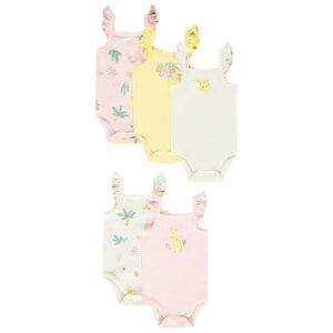Σετ από 5 φαντεζί bodies με τιράντες με βολάν για μωρό κορίτσι 