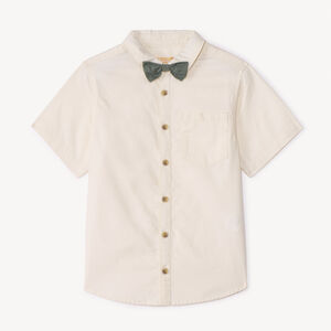 Chemise manches courtes uni avec nœud amovible pour garçon  