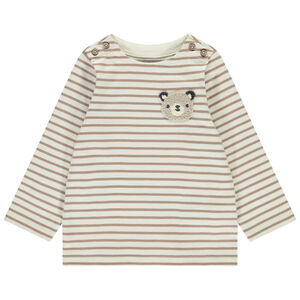 Marinière à patch ourson en bouclettes pour bébé 