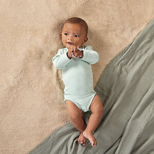 Σετ 3 μονόχρωμα bodies με μακριά μανίκια από jersey για μωρό 