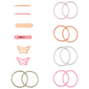 Σετ από 6 τσιμπιδάκια + 10 πολύχρωμα λαστιχάκια για κορίτσι 