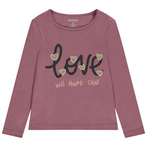 T-shirt μακρυμάνικο με φαντεζί σχέδιο και glitter για κορίτσι 