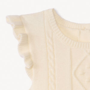 Pull sans manches en tricot côte fantaisie à torsades pour bébé fille  