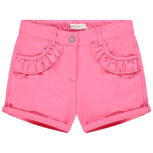 Σορτς πλεκτό ροζ με τελείωμα βολάν για κόριτσι 