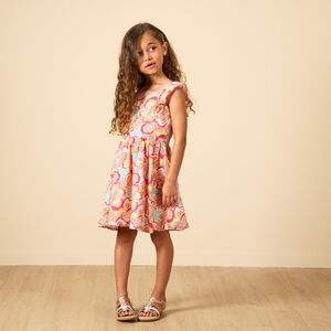 Φόρεμα με τιράντες και βολάν και ραφή smocked με λουλουδάτο σχέδιο για κορίτσι 