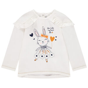 T-shirt manches longues ludique en coton pour bébé fille print lapin 