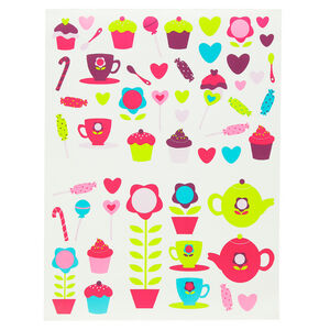 Stickers thé et cupcakes en vinyle autocollant 