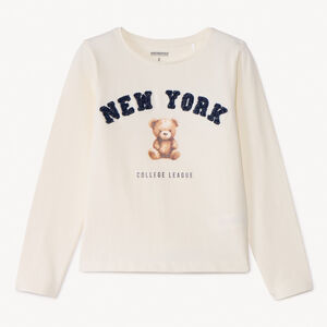 T-shirt manches longues ourson avec broderie pour fille 