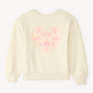 Σουέτ oversized από υφασμάτινη πλέξη με κεντήματα και στρας για κορίτσι 