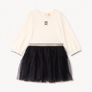 Φόρεμα με μακρύ μανίκι, με εφέ 2 σε 1, από δύο υλικά, για μωρό κορίτσι. 