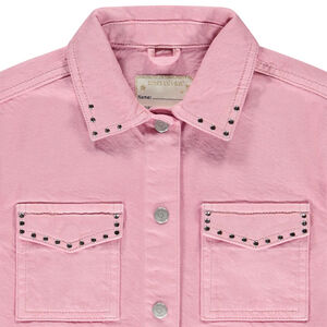 Τζάκετ από τζιν με γιακά και φανταστικά καρφιά για κορίτσι 