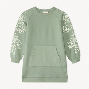 Φόρεμα με φλίς ύφασμα και λουλουδάτο κορδόνι για κορίτσι 