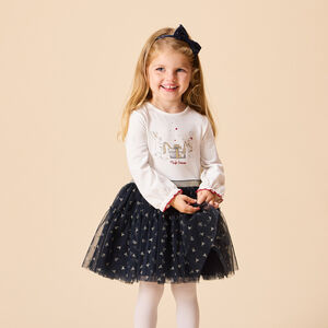 Φόρεμα γιορτής μακρυμάνικο 2 σε 1 bi-matière για bebe κορίτσι 