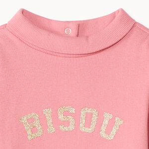 Πλεκτό μπλουζάκι ζιβάγκο με glitter μήνυμα για μωρό κορίτσι 