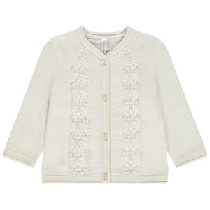 Ζακέτα πλεκτή με σχέδιο αζούρ και glitter για κορίτσι 