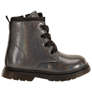 Μποτάκια ιριδίζοντα με κορδόνια και φερμουάρ για bebe κορίτσι 