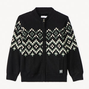 Gilet tricot doublé à motifs jacquard esprit Aztèque pour garçon  