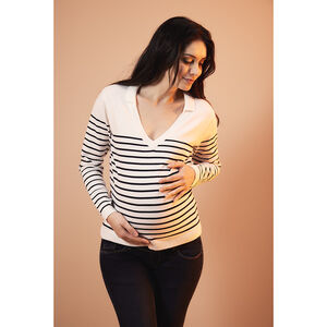 Πουλόβερ εγκυμοσύνης από πλεκτό με σχέδιο marinière 