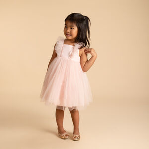 Γιορτινό φόρεμα με τούλι και βολάν για bebe κορίτσι 