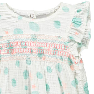 Combi κοντό αμάνικο στυλ γάζα Βαμβακερό για bebe κορίτσι 