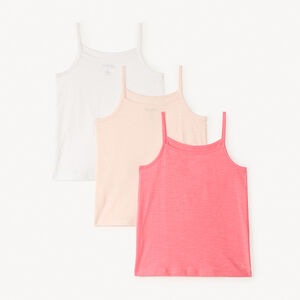 Σετ από 3 μονόχρωμα αμάνικα μπλουζάκια για κορίτσι 