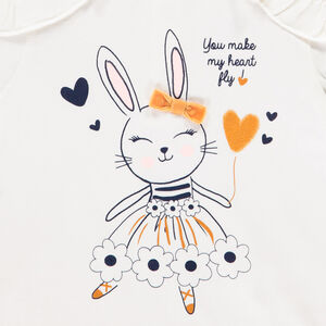 T-shirt manches longues ludique en coton pour bébé fille print lapin 